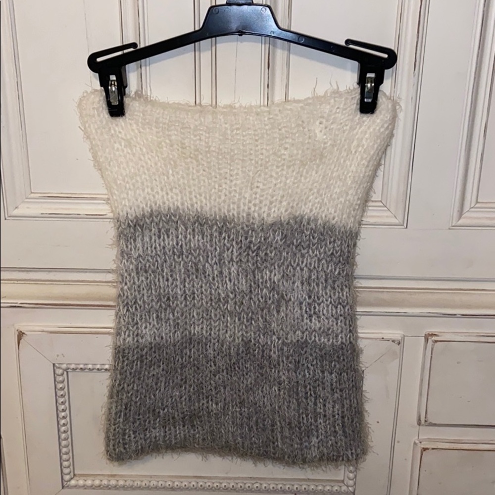 White, Light Grey, and Dark Grey Ombré Scarf